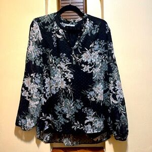 Daniel Rainn Ruffled Neck Floral Blouse - XL